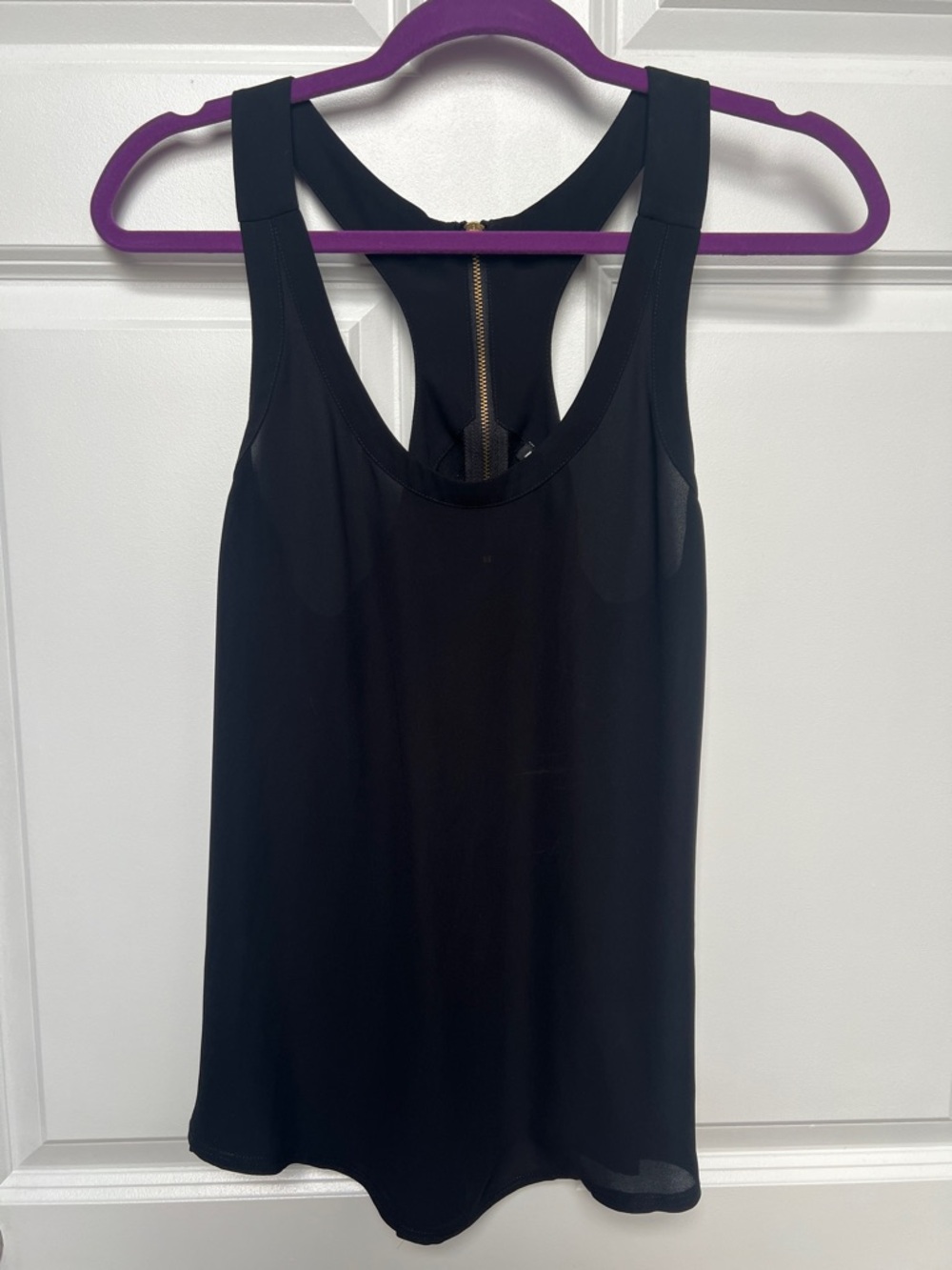 Express Black Racerback Tank with Back Zip Detail
